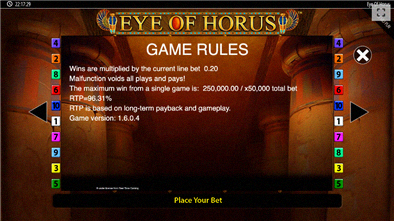 Eye of Horus Regelwerk 2